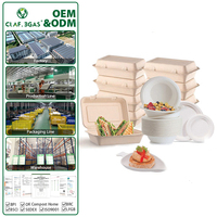 Assiettes, bols et plateaux en bagasse de canne à sucre, vaisselle compostable et biodégradable, résistants à l'huile et à l'eau, pour utilisation à emporter