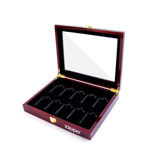 Espositore per accendini in legno a singolo strato rettangolare fatto a mano e scatola regalo 10 posizioni per <span class=keywords><strong>accendino</strong></span> <span class=keywords><strong>Zippo</strong></span> collezione per narghilè - Product Image 2