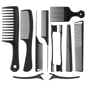Peigne <span class=keywords><strong>à</strong></span> cheveux professionnel en plastique, écologique, 11 pièces, pour salon, style plat, <span class=keywords><strong>à</strong></span> dents fines et larges, pour la coiffure - Product Image 1