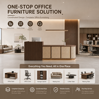 Comptoir de réception moderne en panneaux de bois tressé, éco-responsable, pour bureau d'entreprise, hall d'hôtel