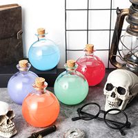 Bouteilles de potion en verre de 100 ml, 150 ml, 250 ml avec bouchon rond en liège, grande capsule en verre sphérique pour accessoires de sorcière d'Halloween