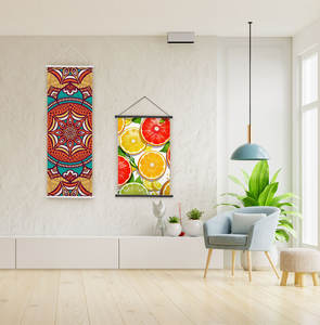 للبيع بالجملة من المصنع لافتة لفيفة جدارية مخصصة مع تعليق من الألومنيوم منشأ لفيفة قماش ما بعد التكبير 1: - Product Image 2