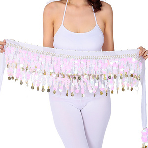 M259 danza del vientre cintura cadena danza del vientre lentejuelas Gong moneda cintura bufanda cuadrada danza India práctica rendimiento brazo bufanda - Product Image 2
