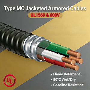 <span class=keywords><strong>Cable</strong></span> MC Armado de Aluminio THHN de 3 Conductores y 600V, con Aislamiento de PVC+Nylon, para Uso Industrial, en Oferta - Product Image 1