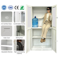Armoire de classement en acier laminé à froid de haute qualité avec porte coulissante en verre, meuble de rangement métallique pour usage commercial et bureautique