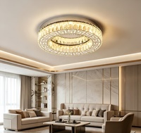 Lustre moderne en acier inoxydable et cristal pour salon et salle à manger