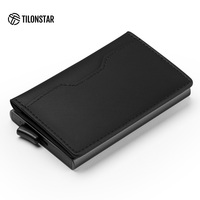 Dompet Pop Up Anti RFID Kulit Aluminium Tipis Tempat Kartu Bisnis Logo Kustom TILONSTAR TVC109