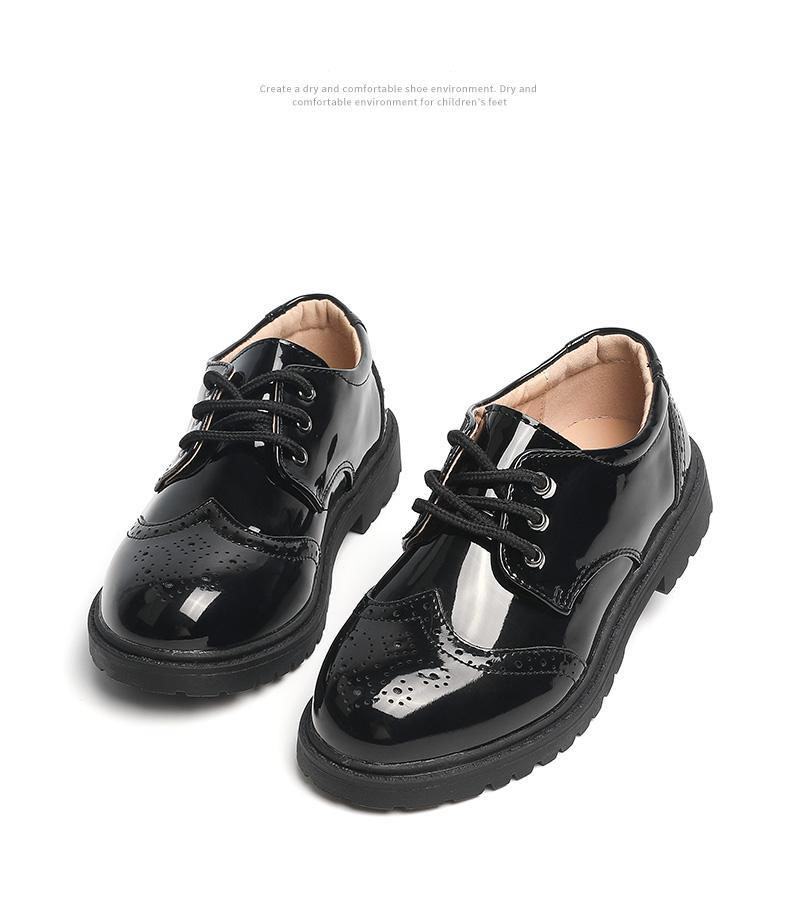 2021 Wholesale Fashion Black Party Leather Girls Boys Children's Dress Shoes