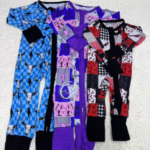 OEM Toptan Çocuk Unisex Sonbahar Rastgele Batı Baskılı Bambu Uzun Kollu Çift Fermuarlı Tulum Bebekler ve Yürümeye Başlayan Çocuklar İçin Günlük - Product Image 1
