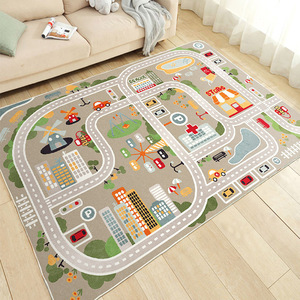 <strong>Childrens</strong> 3D Printed Polyester Carpet City Car Track Play <strong>Mat</strong> Cartoon Early-Learning <strong>Floor</strong> Rug Living Room Bedroom Baby <strong>Mat</strong> - Product Image 3