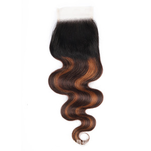 Human <b>Hair</b> Extensions T1B-430 <b>Body</b> <b>Wave</b> 4x4 Lace Closure Real Human <b>Hair</b> For Drop Shipping - Product Image 3