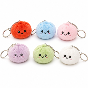 Llavero de peluche con forma de comida, bonito colgante de muñeco de peluche con forma de bollo, de tela de algodón suave, llavero de peluche temático, regalo promocional OEM ODM - Product Image 1