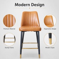 Chaises de bar en cuir PU nordique de luxe, best-sellers, avec structure en métal, chaises de bar hautes pour la cuisine