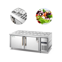 Réfrigérateur de bar à salades en acier inoxydable commercial, table de préparation de salades, réfrigérateur de comptoir pour pizza et sandwichs, vitrine de préparation réfrigérée