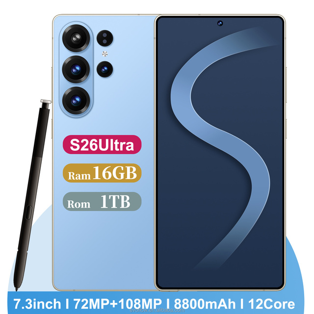 Original Unlocked S26 Ultra Smartphone 7.3 Inch 4K Screen 16GB+1TB Memory Android 15 108MP Rear Camera Face ID French/Spanish