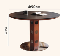 Table à manger ronde de luxe ModHomi avec plateau en bois et base tournante, structure en bois massif, design élégant pour hôtel et villa
