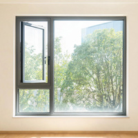 Ventanas y Puertas Europeas de Aluminio, Ventana Abatible de Doble Acristalamiento Low-E con Mallas de Acero Inoxidable, Diseño Exterior Moderno