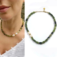 Collar Versátil de Ojo de Tigre para Mujer, Piedra Natural, Estilo Industrial, con Perla de Agua Dulce y Cadena de Eslabones, Joyería de Regalo