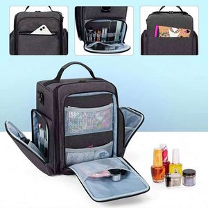 Free Sample Custom Logo Cosmetic Bag Polyester Nylon Holds 48 Bottles <b>Nail</b> <b>Polish</b> <b>Nail</b> Lamp <b>Organizer</b> with 2 Removable Pouches - Product Image 3