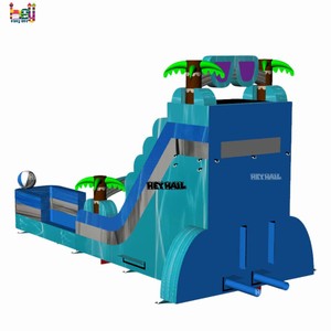 Toboggan aquatique gonflable commercial en PVC de 32 pieds de long, modèle palmier, à une voie, avec impression de logo gratuite, pour <span class=keywords><strong>location</strong></span> événementielle - Product Image 3