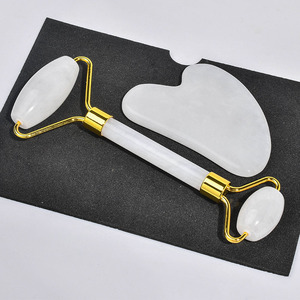 100% Natural <strong>White</strong> <strong>Jade</strong> Roller Guasha Kit Custom logo <strong>Jade</strong> Face Roller and <strong>Gua</strong> <strong>Sha</strong> Set for Skincare - Product Image 5