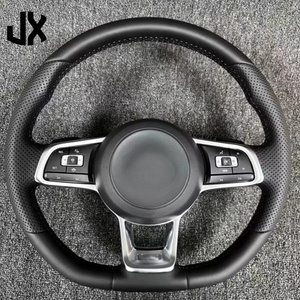 <span class=keywords><strong>Volante</strong></span> <span class=keywords><strong>deportivo</strong></span> para Volkswagen <span class=keywords><strong>VW</strong></span> Golf Mk7 GTI Golf R Polo GTE Passat Jetta <span class=keywords><strong>Volante</strong></span> de cuero negro completo - Product Image 1