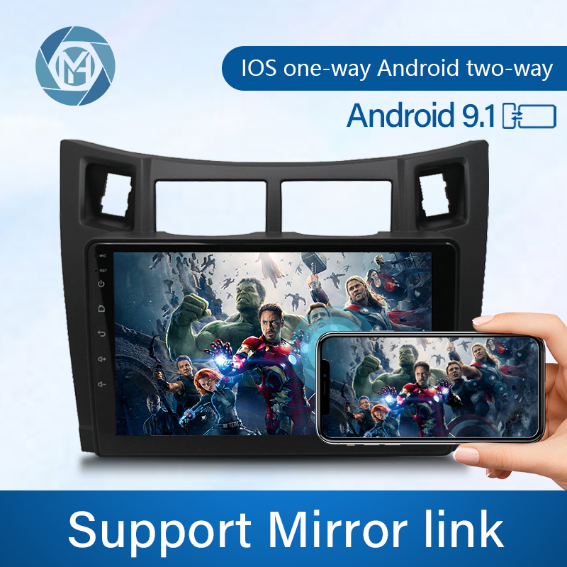 Hodozzy 2G 64G Android Autoradio für Toyota Yaris/Vizi 2005-2011 mit Wireless Carplay Android Auto Mirror Link, Radio 9 Zoll Touchscreen Navi EQ/DSP Bluetooth WiFi FM/RDS Radio, Lenkradsteuerung