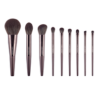 CHICHODO 9 Buah Set Kuas Makeup dengan Kotak Gulung, Kit Kuas Wajah dan Mata, Gagang Arang Bulu Hitam, Grosir Profesional