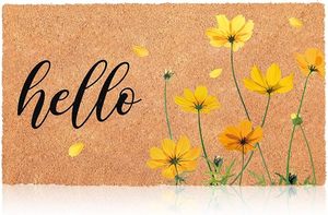 Felpudo de fibra de coco natural de verano, alfombrillas Hello <span class=keywords><strong>Mats</strong></span> de bienvenida de verano para puerta delantera, alfombrillas decorativas antideslizantes para entrada de cocina - Product Image 2