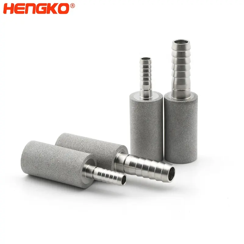 HENGKO D1/2 "* H1-7/8 1/4" 미늘과 소결 다공성 스테인리스 스틸 0.5 2 um co2 디퓨저