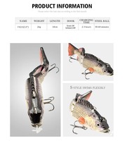 Umpan Ikan Robot SKM Plastik Keras Multi-Sendi, Dapat Diisi Ulang, Berenang Sendiri, Otomatis, untuk Ikan Bass & Trout di Sungai
