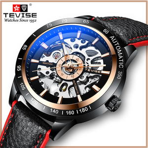 Montre d'affaires luxueuse pour hommes, montre mécanique ajourée, entièrement automatique, bracelet en cuir à la mode - Product Image 3