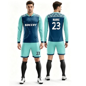 Set Jersey Sepak Bola Sublimasi Custom Lengan Panjang, Bernapas, Seragam Sepak Bola Pria Remaja, Pakaian Olahraga Tim, Grosir, Pakaian Klub - Product Image 4
