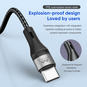 Câble <span class=keywords><strong>de</strong></span> charge rapide type C tressé en alliage d'aluminium PD 60w Charge rapide type C vers C pour Samsung - Product Image 3