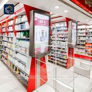 Système d'étagères de pharmacie en <span class=keywords><strong>pente</strong></span> Comptoir de pharmacie avec éclairage LED pour affichage de la médecine au détail - Product Image 2