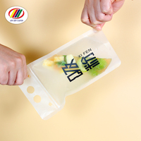 Doypack refermable avec impression de logo personnalisé très vendu emballage transparent de liquide de boisson en plastique sachets de boisson avec paille