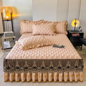 ODM/OEM Luxury Modern 3-Piece Bedskirt <strong>Set</strong> ODM/OEM Matching Curtains King Size Lace <strong>Ruffle</strong> Polyester Bedding <strong>Set</strong> - Product Image 4