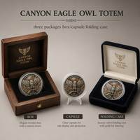 Pièce de monnaie commémorative 3D personnalisée en relief, motif Aigle Hibou Totem, finition antique, pièce de défi, cadeau souvenir, vente en gros, usine OEM ODM