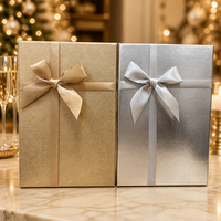 Boîte cadeau rigide personnalisée avec couvercle et base, avec ruban imprimé et nœud pour coffret cadeau de parfum