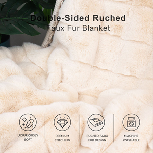 Couverture en fausse fourrure OEM personnalisée, textile de maison de luxe, couverture en fausse fourrure plissée double face pour lit d'hiver - Product Image 2