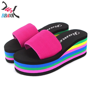 Sandalias de Plataforma para Mujer, Estilo Europeo 2026, con Rayas de Colores, Parte Superior de EVA, Modernas, Casuales, con Plataforma y Tacón de Cuña - Product Image 6
