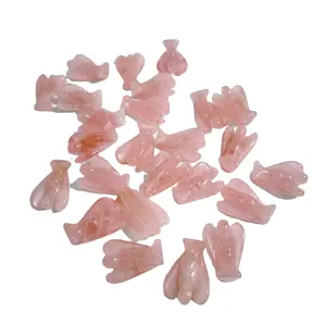 Wholesale Natural Colorful Mineral Rose quartz Crystal Carved Angel For Gift Crafts