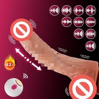 Dildo Realista para Adultos, Pene Falso Eléctrico Totalmente Automático para Masturbación Femenina con Función de Calentamiento y 10 Frecuencias de Vibración