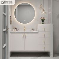 Buildgres Meuble de salle de bain élégant avec lavabo et miroir LED Vanité de salle de bain Vanité de salle de bain