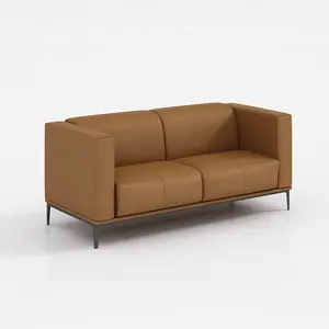 Sofá moderno de cuero para oficina, mueble de recepción con marco de metal, diseño de sala de estar