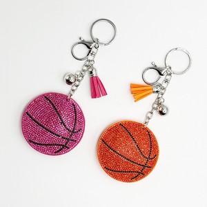 Promotional Diamond Bling Basketball Leather <b>Tassel</b> Keychain Crystal Rhinestone <b>Key</b> Charm Keychain - Product Image 1