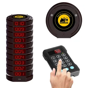 10 Coaster Pagers+1 Keypad Buzzer Queue Calling Paging System Coaster Pager Wireless Guest Paging System