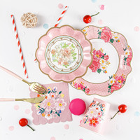 Vaisselle jetable DAMAI sur le thème des fleurs pour mariage, anniversaire, Saint-Valentin, fête du thé, assiettes, serviettes, gobelets, articles de table pour fête