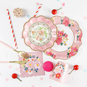 ชุดอุปกรณ์จัดงานเลี้ยงธีมดอกไม้ DAMAI สำหรับงานแต่งงาน วันเกิด วันวาเลนไทน์ งานเลี้ยงน้ำชา จานกระดาษ แก้วกระดาษ ผ้าเช็ดปากแบบใช้แล้วทิ้ง อุปกรณ์บนโต๊ะอาหารสำหรับงานปาร์ตี้ - Product Image 3
