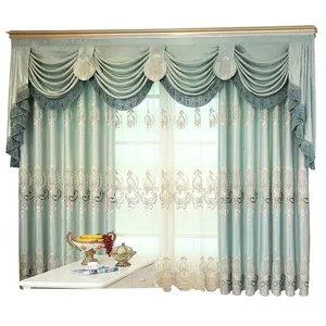 豪华现代刺绣与客厅和卧室的蕾丝公主窗帘